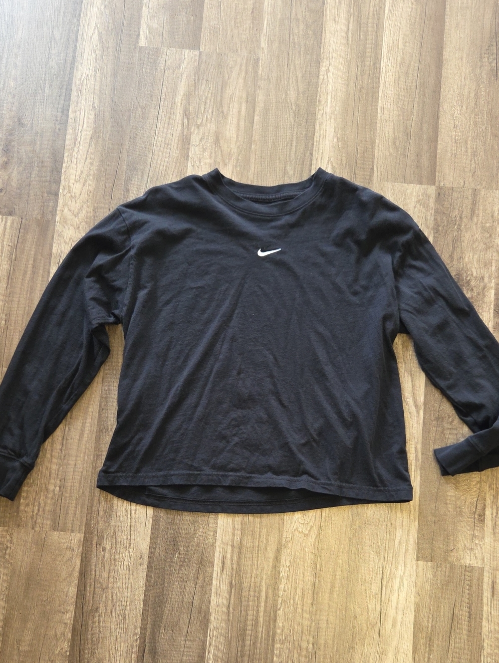 Nike Black Long Sleeve Crewneck Shirt with White Swoosh